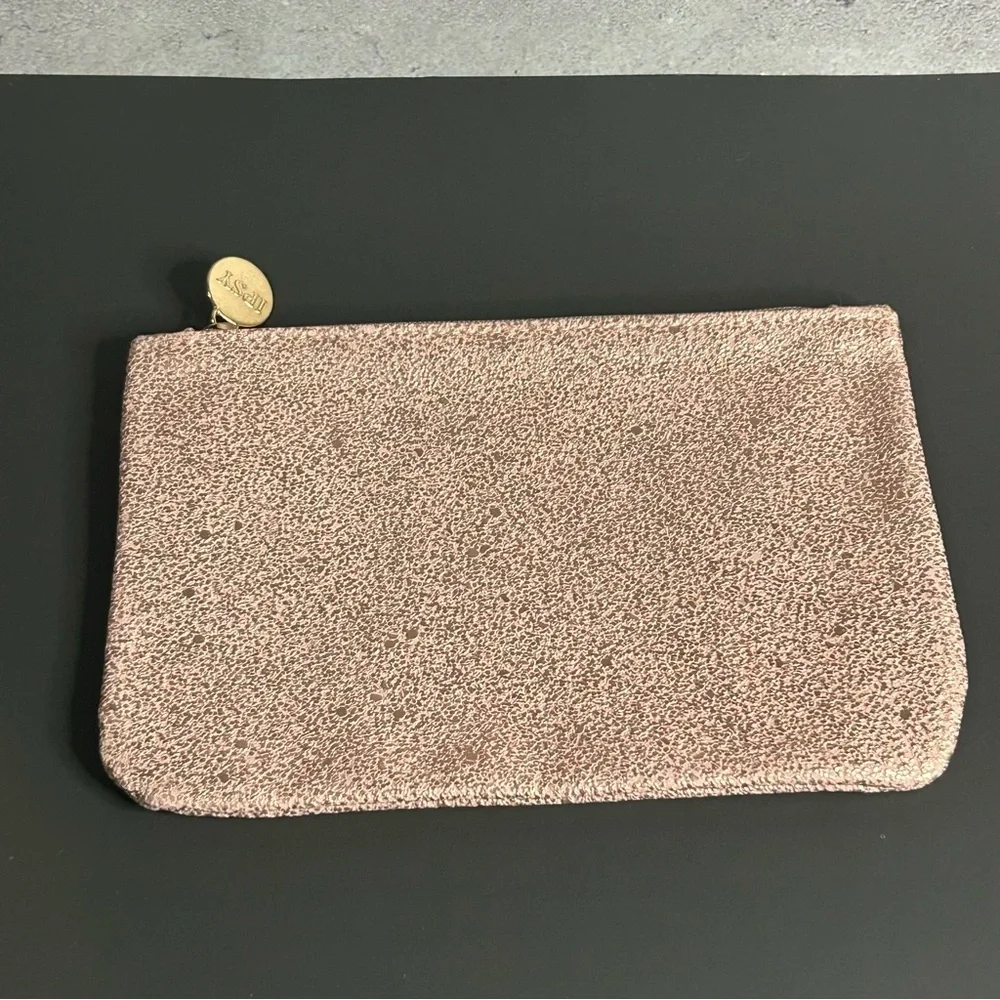 Ipsy Textured Mauve Glitter Cosmetic Pouch